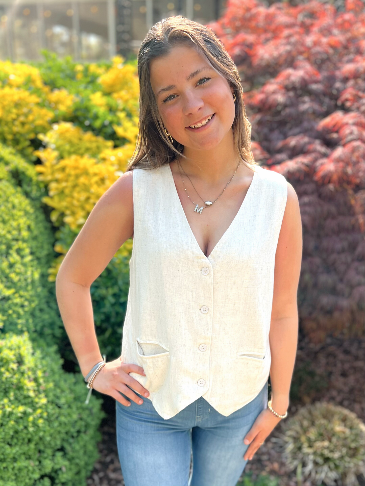 Linen Button-Up Vest