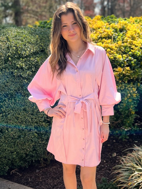 pink collared mini dress Endless Rose Collared Tweed Mini Dress