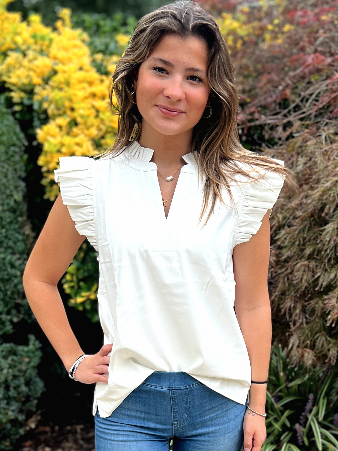 Pleather Ruffly Shoulders Top