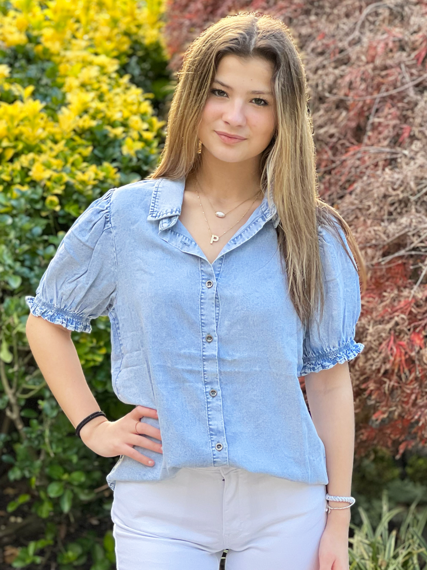Puff Sleeve Denim Top