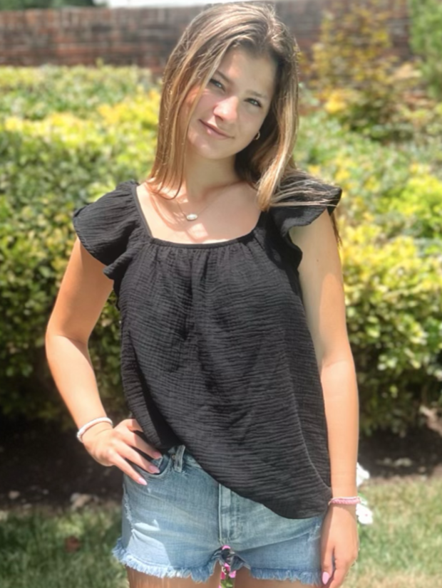 Ruffle Strap Top (Black)