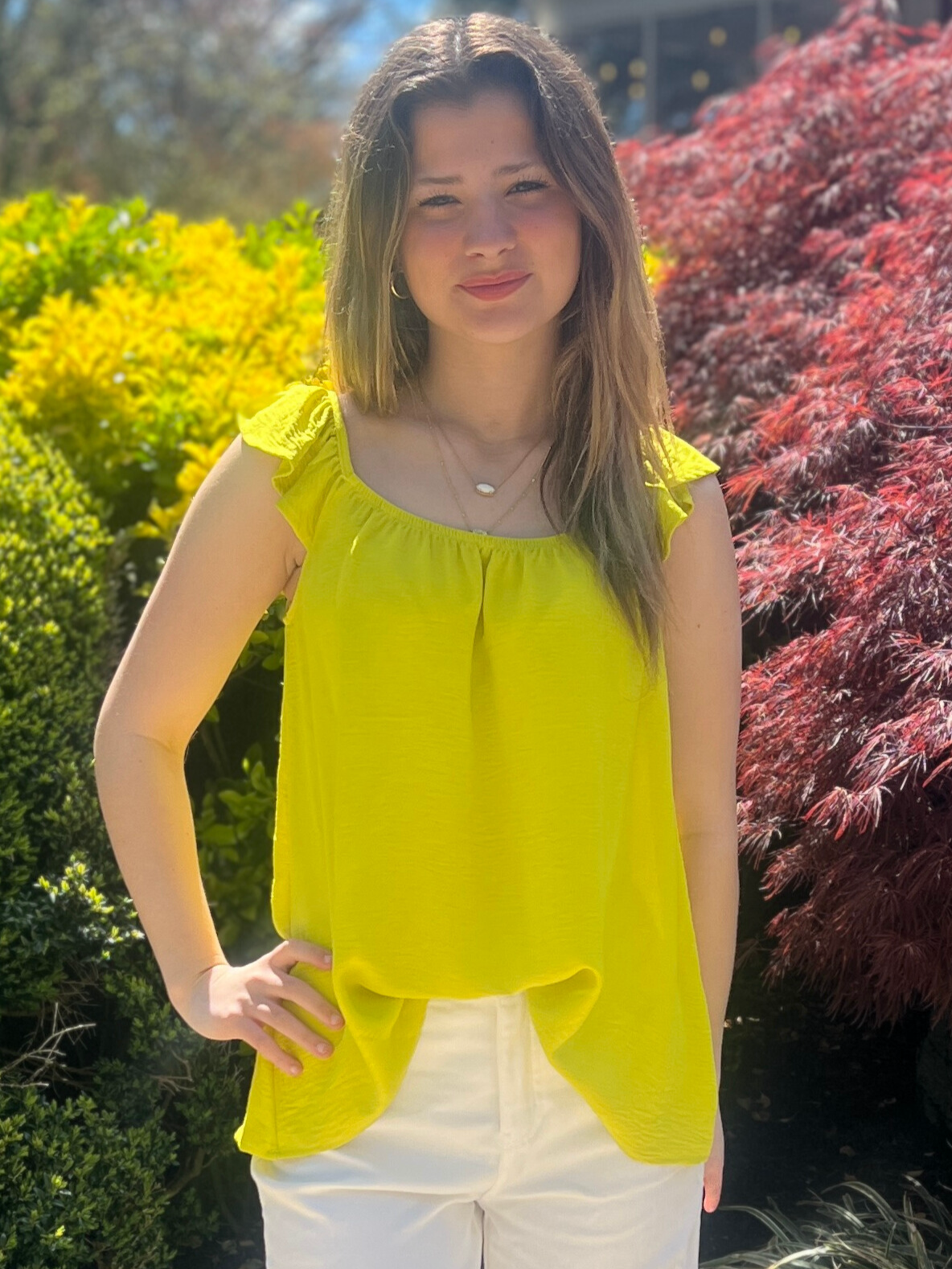 Ruffle Strap Top (Lime)