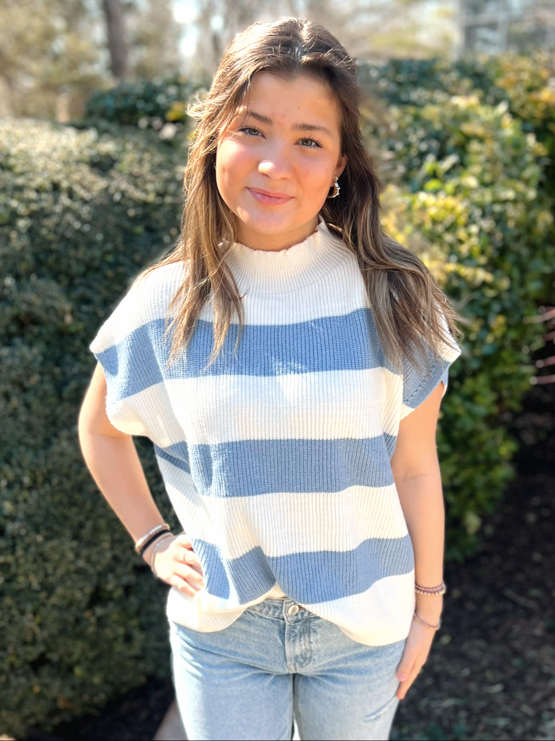 Striped Slay Sleeves Top