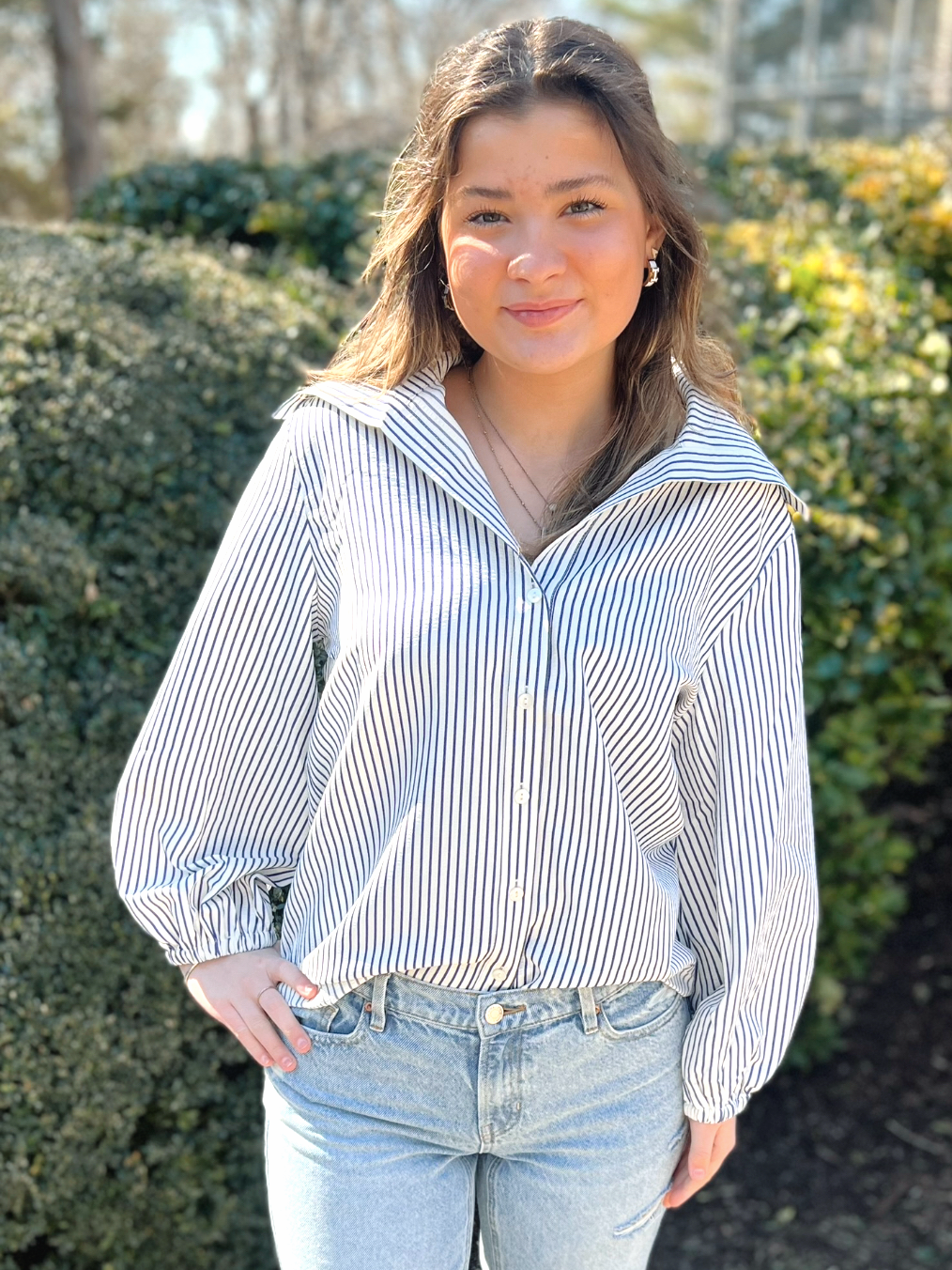 Striped Wide Collar Top
